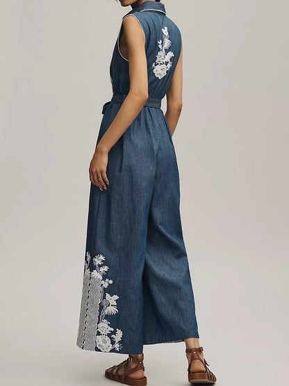 Lace Denim Jumpsuit