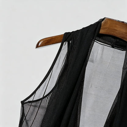 Men Tank Tops Mesh See Through Solid Color Vests