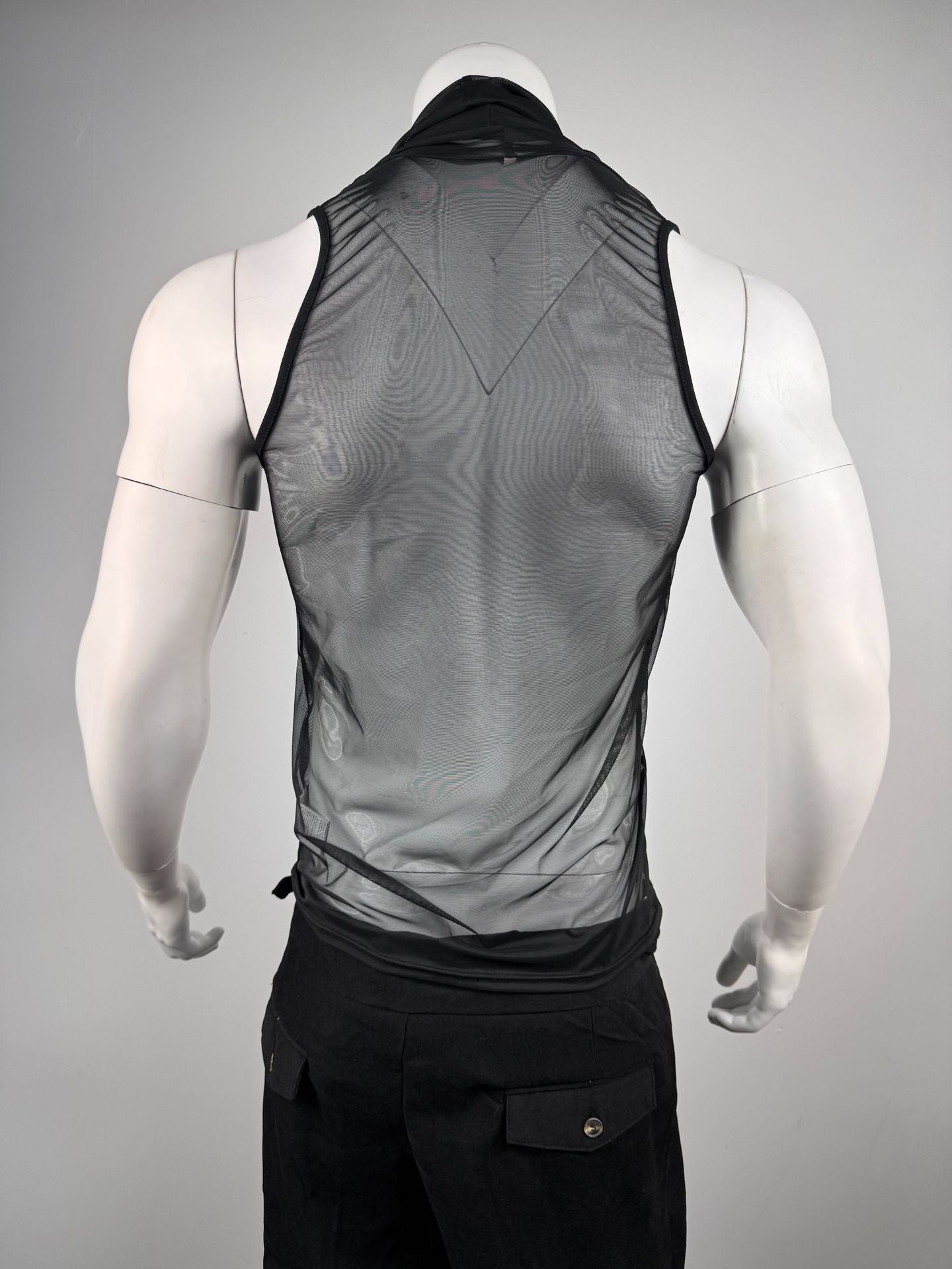 Men Tank Tops Mesh See Through Solid Color Vests