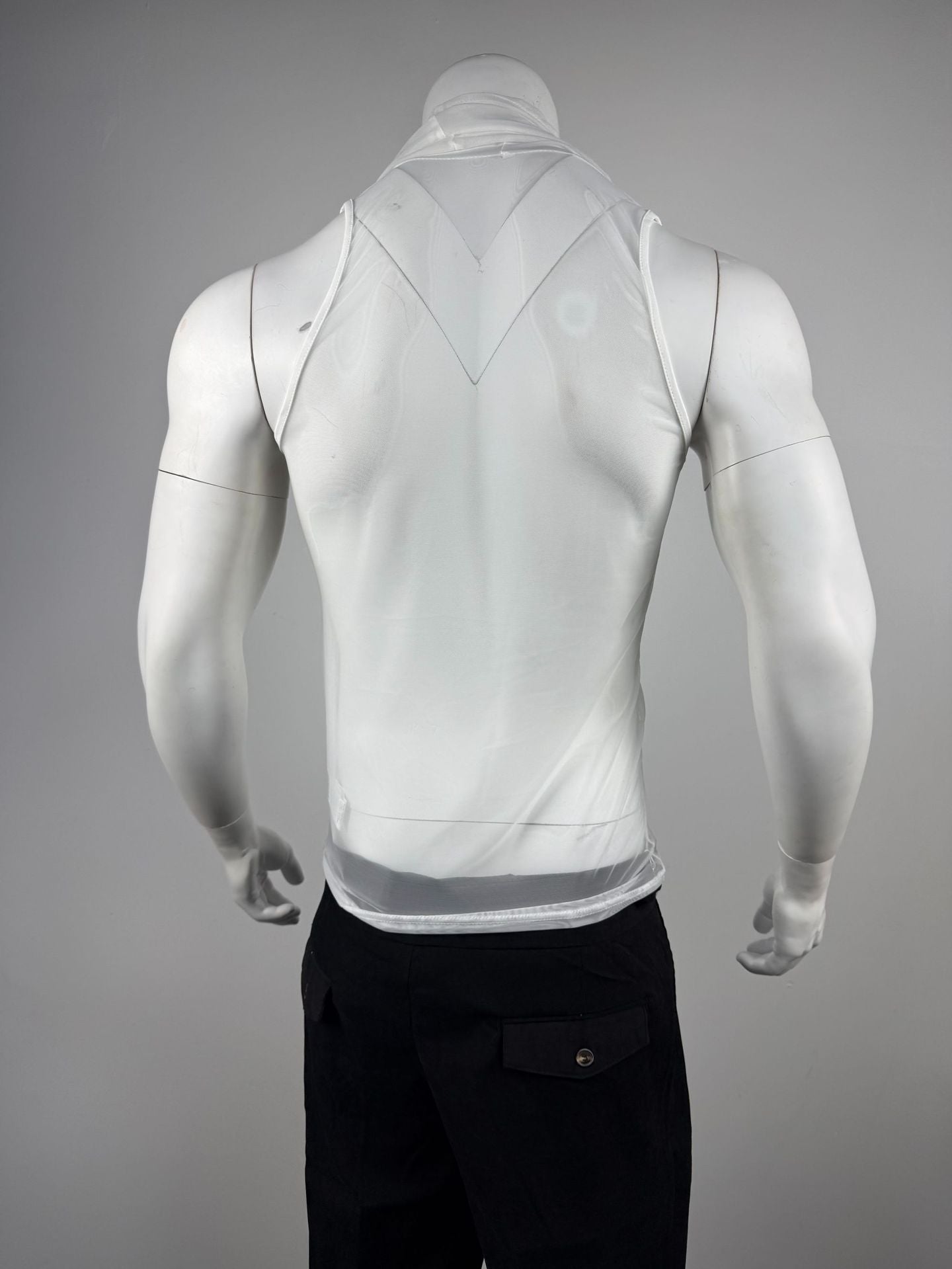 Men Tank Tops Mesh See Through Solid Color Vests
