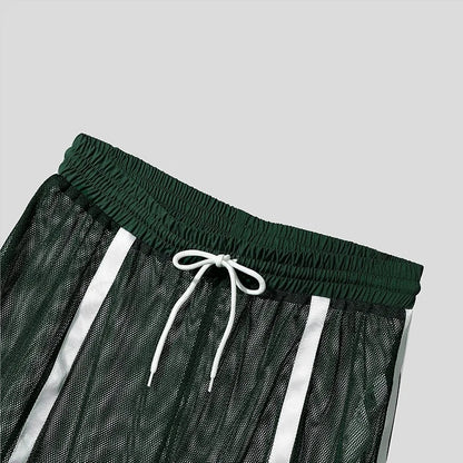 Mens Striped Hollow Out Casual Short