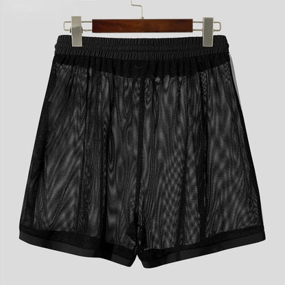 Mens Striped Hollow Out Casual Short