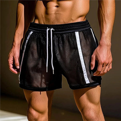 Mens Striped Hollow Out Casual Short