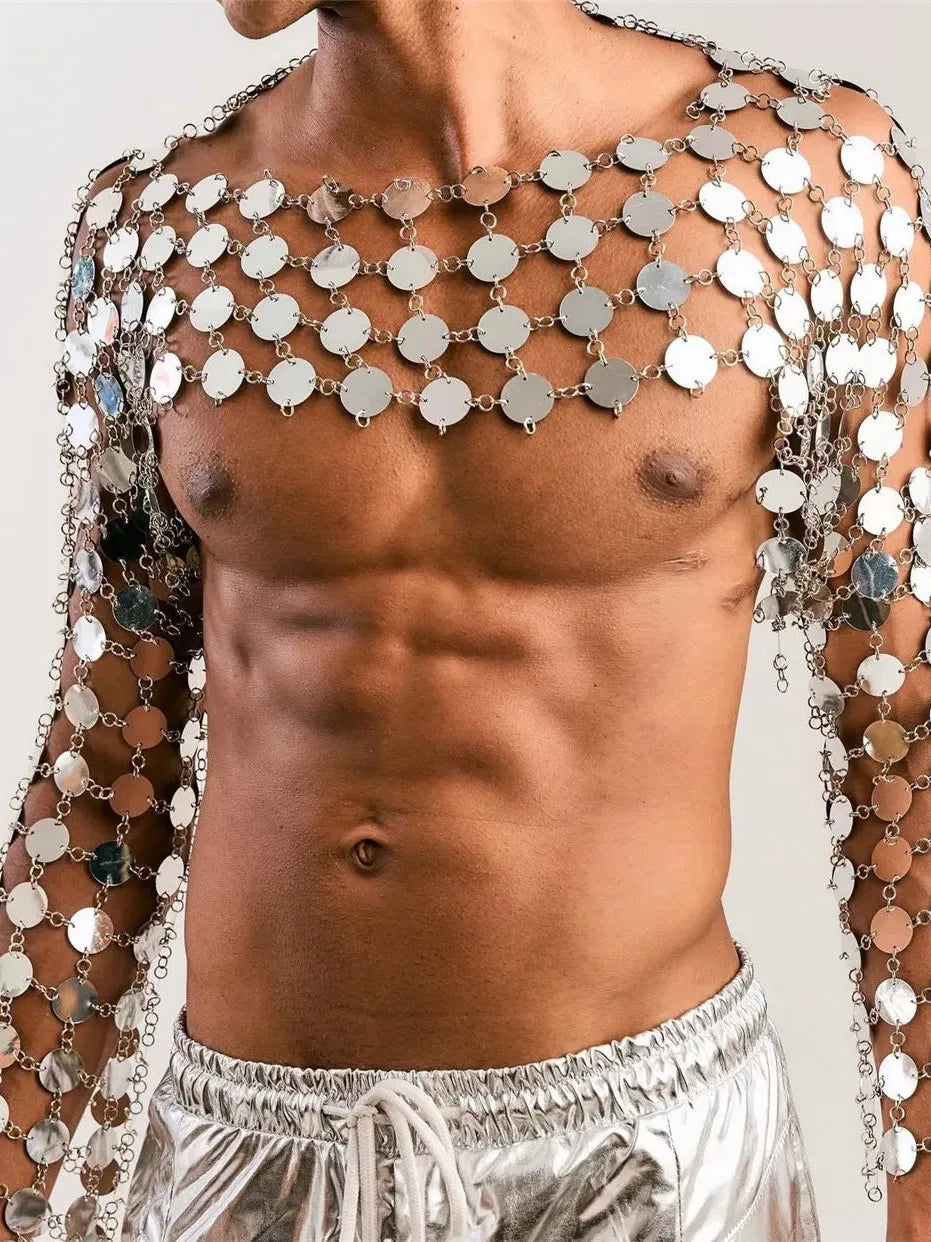Metal Chain Disc Crop Top