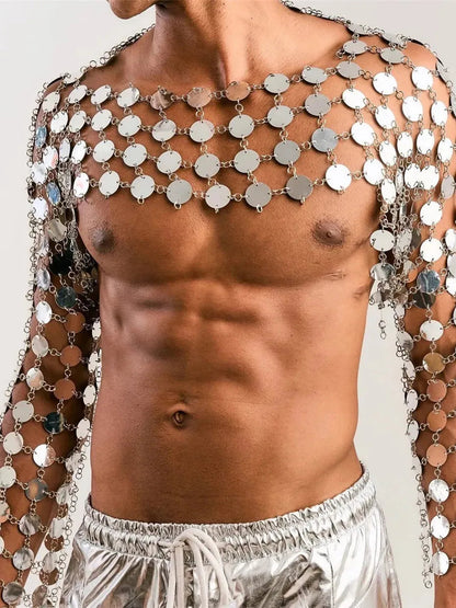 Metal Chain Disc Crop Top