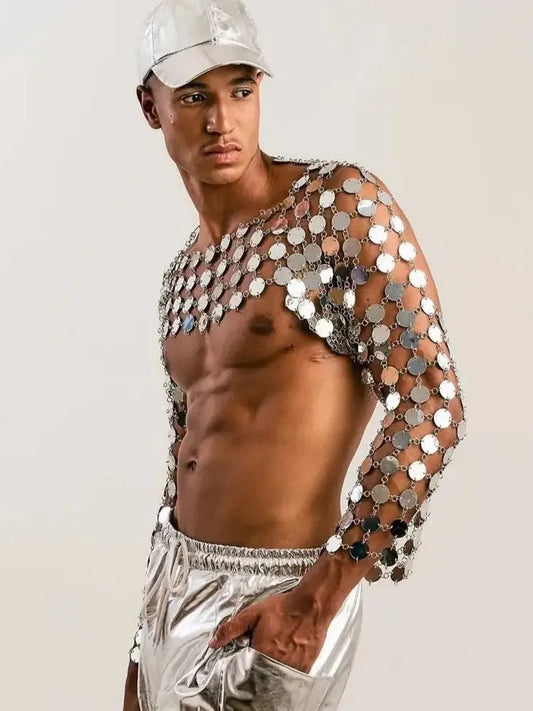 Metal Chain Disc Crop Top