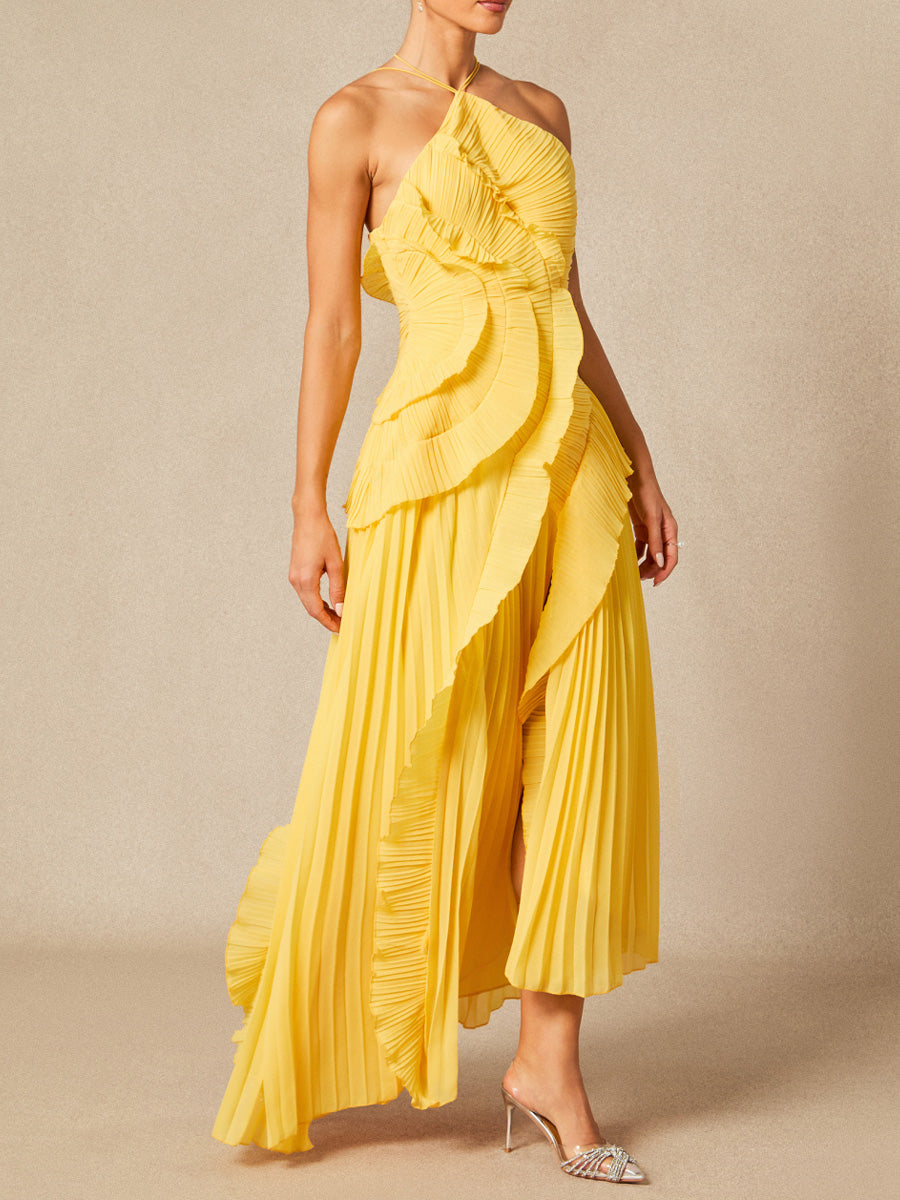 Ruffled Halter Neck Dress