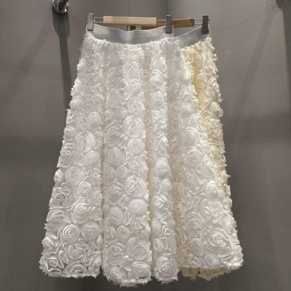 Three-Dimensional Flower High Waist Skirt